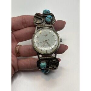 Vintage Longines Jamboree Watch Turquoise Cuff Southwestern Bracelet Unisex